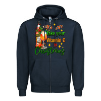 Navy take your vitamin c in christmas Zipper Hoodie - AdoDesignShop