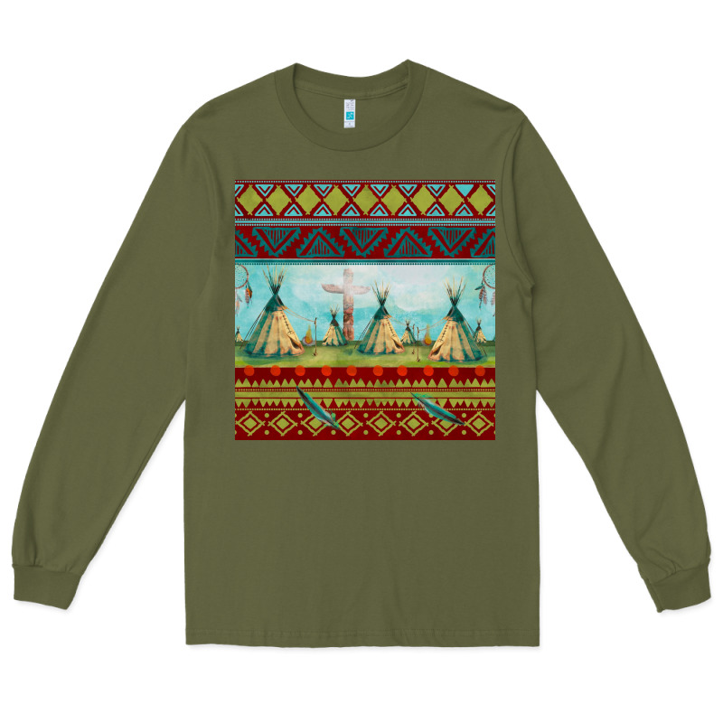 Teepe Tent Dreamcatcher Totem Pole Seamless Patter Long Sleeve Tee by FaDigitalArtStudio | Teevron