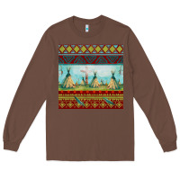 Chestnut teepe tent dreamcatcher totem pole seamless patter Long Sleeve Tee - FaDigitalArtStudio