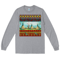 Heather Grey teepe tent dreamcatcher totem pole seamless patter Long Sleeve Tee - FaDigitalArtStudio