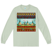 Matcha teepe tent dreamcatcher totem pole seamless patter Long Sleeve Tee - FaDigitalArtStudio