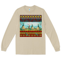 Mushroom teepe tent dreamcatcher totem pole seamless patter Long Sleeve Tee - FaDigitalArtStudio