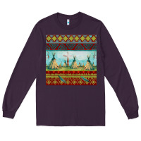 Plum teepe tent dreamcatcher totem pole seamless patter Long Sleeve Tee - FaDigitalArtStudio