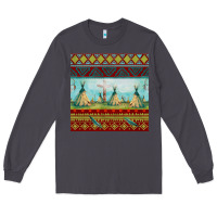 Smoke teepe tent dreamcatcher totem pole seamless patter Long Sleeve Tee - FaDigitalArtStudio