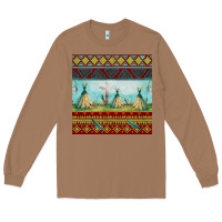 Toasted Coconut teepe tent dreamcatcher totem pole seamless patter Long Sleeve Tee - FaDigitalArtStudio