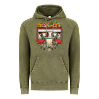 Vintage Olive bull skull sunflower floral cassette Vintage Hoodie - FaDigitalArtStudio