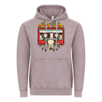 Vintage Zinc bull skull sunflower floral cassette Vintage Hoodie - FaDigitalArtStudio