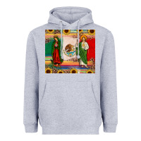 Heather Grey mexico flag our lady of guadalupe san judas sunflower Heavyweight Hoodie - JahusDesignShop