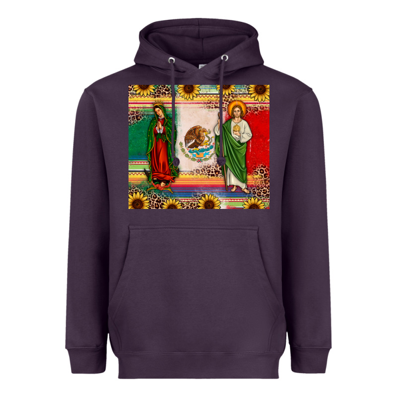 Mexico Flag Our Lady Of Guadalupe San Judas Sunflower Heavyweight Hoodie by JahusDesignShop | Teevron
