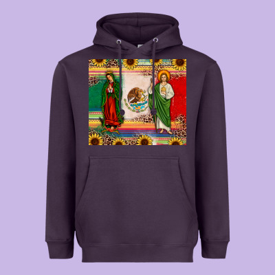 Mexico Flag Our Lady Of Guadalupe San Judas Sunflower Heavyweight Hoodie Designed By Jahusdesignshop