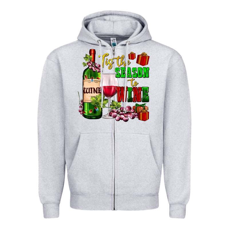 Tis The Season To Wine Zipper Hoodie by AdoDesignShop | Teevron