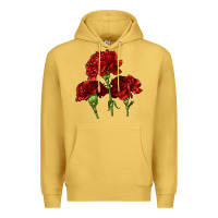 Antique Gold Scarlet Red Carnation Illustrations Premium Hoodie - LillyAllenDesigns