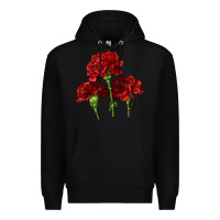 Black Scarlet Red Carnation Illustrations Premium Hoodie - LillyAllenDesigns