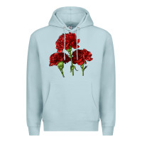 Blue Mist Scarlet Red Carnation Illustrations Premium Hoodie - LillyAllenDesigns