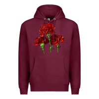 Burgundy Scarlet Red Carnation Illustrations Premium Hoodie - LillyAllenDesigns