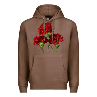 Chestnut Scarlet Red Carnation Illustrations Premium Hoodie - LillyAllenDesigns