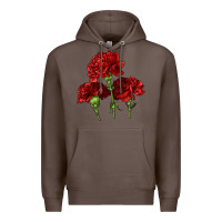 Coffee Scarlet Red Carnation Illustrations Premium Hoodie - LillyAllenDesigns
