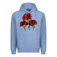 Colony Blue Scarlet Red Carnation Illustrations Premium Hoodie - LillyAllenDesigns