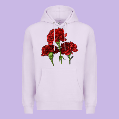 Scarlet Red Carnation Illustrations Premium Hoodie Designed By Lillyallendesigns
