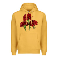 Mustard Scarlet Red Carnation Illustrations Premium Hoodie - LillyAllenDesigns