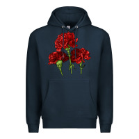 Navy Scarlet Red Carnation Illustrations Premium Hoodie - LillyAllenDesigns