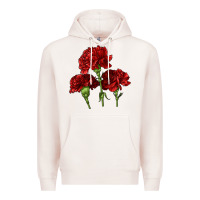 Pale Pink Scarlet Red Carnation Illustrations Premium Hoodie - LillyAllenDesigns