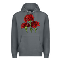 Rock Scarlet Red Carnation Illustrations Premium Hoodie - LillyAllenDesigns