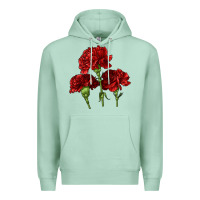 Seafoam Scarlet Red Carnation Illustrations Premium Hoodie - LillyAllenDesigns
