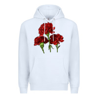 White Scarlet Red Carnation Illustrations Premium Hoodie - LillyAllenDesigns