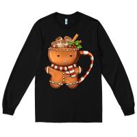 Black Gingerbread Cookie Man Hot Cocoa Coffee Long Sleeve Tee - FaDigitalArtStudio