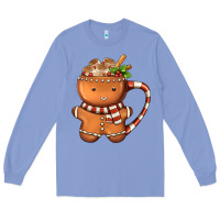 Colony Blue Gingerbread Cookie Man Hot Cocoa Coffee Long Sleeve Tee - FaDigitalArtStudio