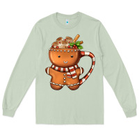 Matcha Gingerbread Cookie Man Hot Cocoa Coffee Long Sleeve Tee - FaDigitalArtStudio
