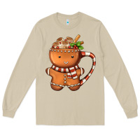 Mushroom Gingerbread Cookie Man Hot Cocoa Coffee Long Sleeve Tee - FaDigitalArtStudio