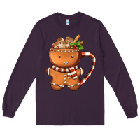 Plum Gingerbread Cookie Man Hot Cocoa Coffee Long Sleeve Tee - FaDigitalArtStudio