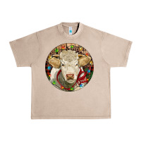 French Oak Charolais Heifer Christmas Urban Heavy Tee - RanaPortraitStore