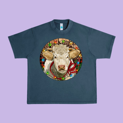 Charolais Heifer Christmas Urban Heavy Tee Designed By Ranaportraitstore