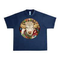 Navy Charolais Heifer Christmas Urban Heavy Tee - RanaPortraitStore