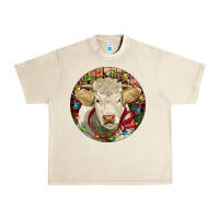 Sandshell Charolais Heifer Christmas Urban Heavy Tee - RanaPortraitStore