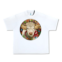 White Charolais Heifer Christmas Urban Heavy Tee - RanaPortraitStore