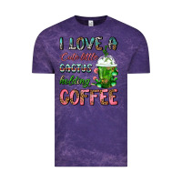 Cloud Purple I Love A Cute Little Cactus Holding Coffee Vintage Tee - FaDigitalArtStudio