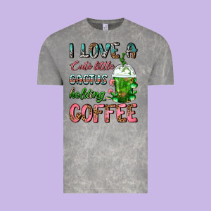 I Love A Cute Little Cactus Holding Coffee Vintage Tee Designed By Fadigitalartstudio