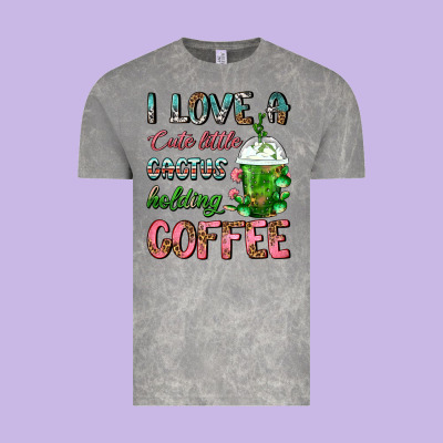 I Love A Cute Little Cactus Holding Coffee Vintage Tee Designed By Fadigitalartstudio