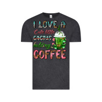 Vintage Black I Love A Cute Little Cactus Holding Coffee Vintage Tee - FaDigitalArtStudio