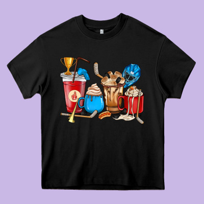 Hockey Coffee Cup Heavy Core Tee Designed By Howdyjamesfarm