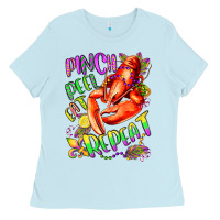 Baby Blue pinch peel eat repeat mardi gras olivia Ladies Tee - OliviaCreatesArt
