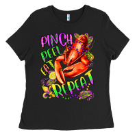 Black pinch peel eat repeat mardi gras olivia Ladies Tee - OliviaCreatesArt