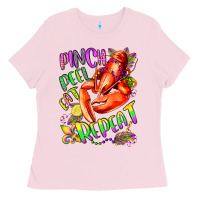 Bubblegum Pink pinch peel eat repeat mardi gras olivia Ladies Tee - OliviaCreatesArt