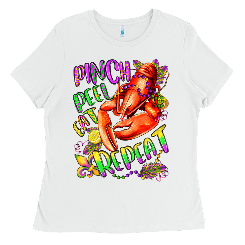 Pinch Peel Eat Repeat Mardi Gras Olivia Ladies Tee by OliviaCreatesArt | Teevron