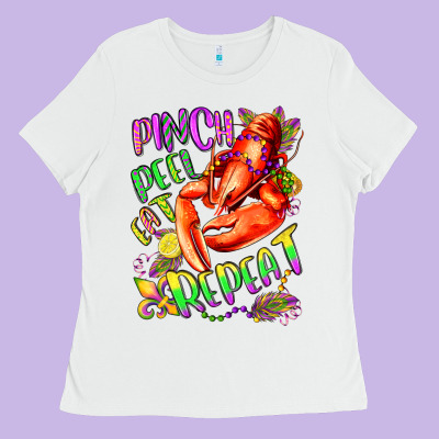 Pinch Peel Eat Repeat Mardi Gras Olivia Ladies Tee Designed By Oliviacreatesart