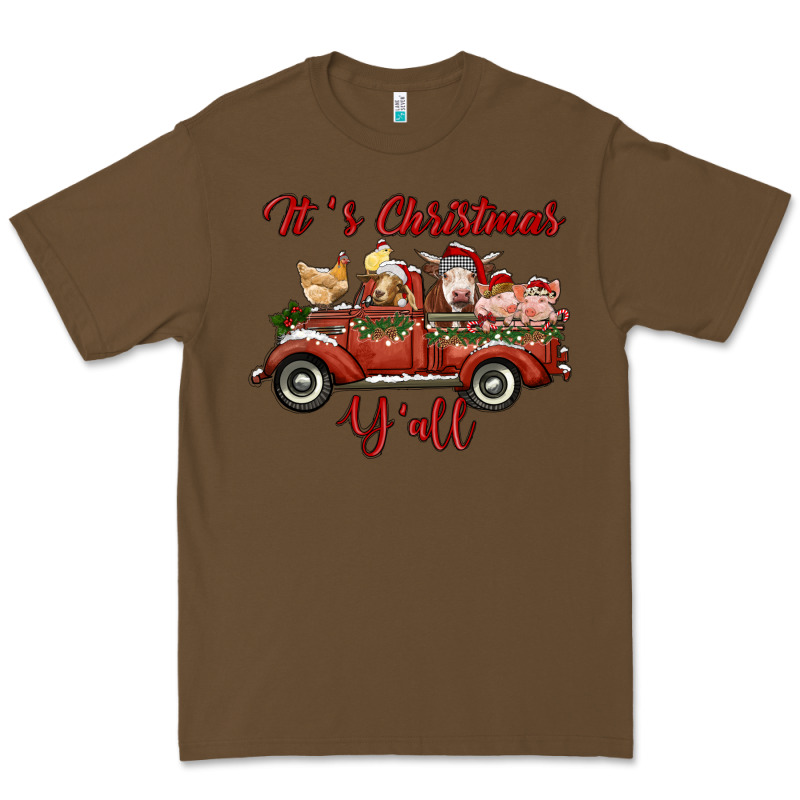 It's Christmas Y'all Truck With Farm Animals Premium Tee by RanaPortraitStore | Teevron
